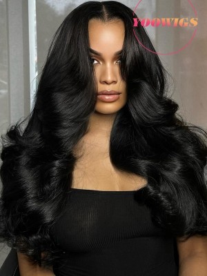 YOOWIGS 100% Virgin Human Hair HD Full Lace Wig Body Wave Glueless Long Wedding Hairstyles Bleached Knots  RY236