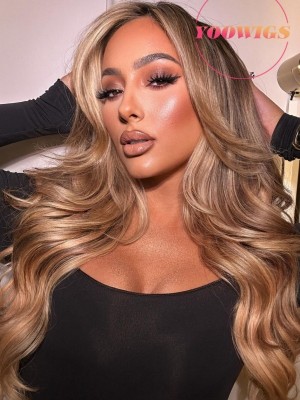 YOOWIGS Custom Wig Europe Virgin Human Hair Ombre Blonde Highlight Color HD Full Lace Human Hair Wig Single Knots RY229