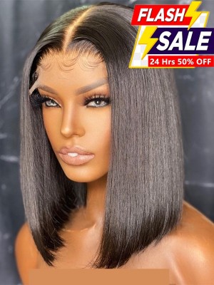 YOOWIGS Hot Style Ombre Color  13X6 HD Lace Short Bob Hair Cut Lace Front Human Hair Wigs Grade 12A Remy Indian Glueless Human Hair Wigs Preplucked YLC6