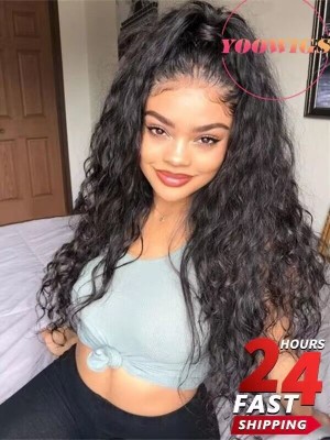 YOOWIGS Royal Film HD Lace 360 Lace Frontal Human Hair Wigs Bleached Knots Brazilian Remy Hair Curly Pre Plucked Hairline With Baby Hair LJ036