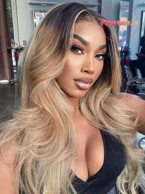 YOOWIGS Europe Human Hair Royal Film HD Transparent 13x4 Lace Frontal Wig Ombre Blonde LJ050