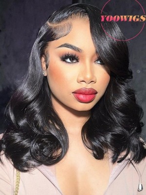 Yoowigs Hot Sale Deep Parting 13x6 HD Lace Frontal Wig Short Bob Natural Wavy Glueless Bleached Knots RY239