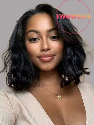YOOWIGS Best Deal 8x6 Glueless Natural Wavy Short Bob HD Lace Front Wig Pre Plucked CS005