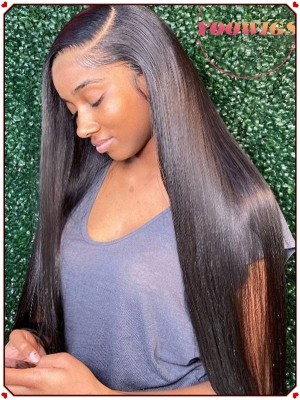 YOOWIGS Full Lace Silk Straight Human Hair Wigs With Baby Hair LJ026