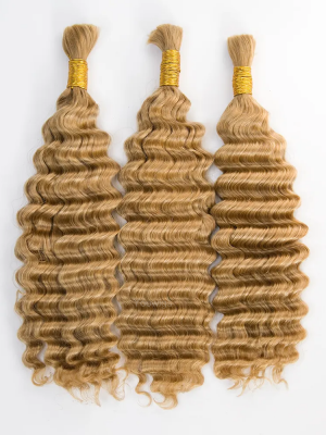 YOOWIGS Bulk Human Hair for Braiding Color #27 Deep Wave Human Hair Braid Extensions BULK012