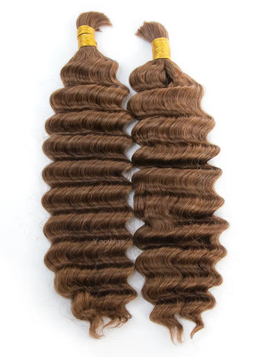 YOOWIGS Bulk Human Hair for Braiding Color #30 Deep Wave Human Hair Braid Extensions BULK011