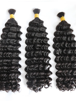YOOWIGS Bulk Human Hair for Braiding Italy Curly Human Hair Braid Extensions BULK003