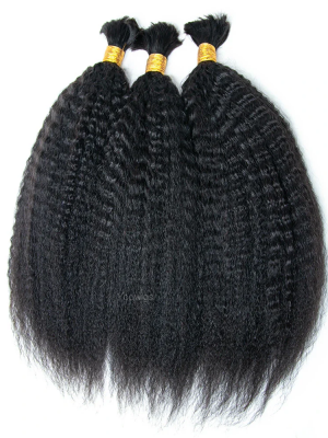 YOOWIGS Bulk Human Hair for Braiding Kinky Straight Human Hair Braid Extensions BULK004