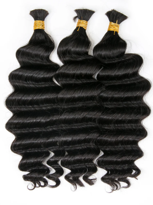 YOOWIGS Bulk Human Hair for Braiding Loose Deep Wave Human Hair Braid Extensions BULK005
