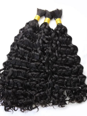 YOOWIGS Bulk Human Hair for Braiding Natural Wave Human Hair Braid Extensions BULK008