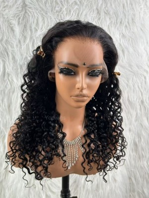 YOOWIGS HD Lace Wig Natural Black Color Natural Hairline Curly Human Hair Wigs YNY019