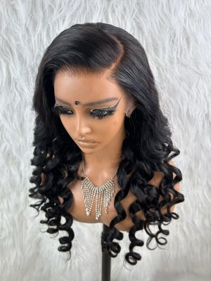 YOOWIGS HD Lace Wig Natural Black Color Natural Hairline Loose Wave Human Hair Wigs YNY020