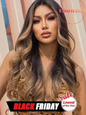 YOOWIGS Highlight Brown Color Magic HD Lace Front Human Hair Body Wave Single Knots Girl Hairstyles RY103