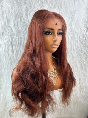 YOOWIGS Lace Wig Orange Red Color Natural Hairline Human Hair Wigs YNY017