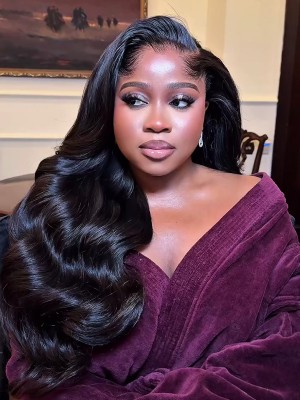 Yoowigs Lagos Hairline Black Super Wave Widows Peak M Shaped Hairline HD Lace Glueless Human Hair Wigs LAG004