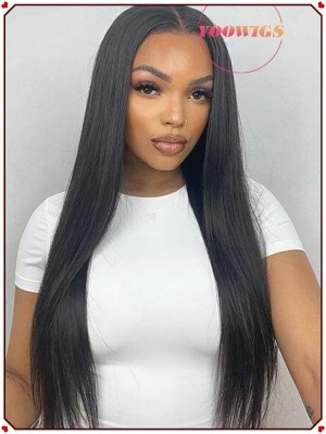 Yoowigs Long Straight Human Hair 13x6 HD Full Lace Front Wig Pre Plucked Natural Looking Glueless RY181
