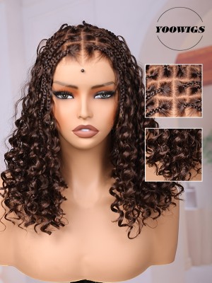 YOOWIGS Most-Fit Cap HD Full Lace Braided Wig with Human Hair Curls Brown Color Salon Stylist New Design BRAID10