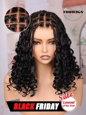 YOOWIGS Most-Fit Cap HD Full Lace Braided Wig with Human Hair Curls Natural Black Salon Stylist New Design BRAID09