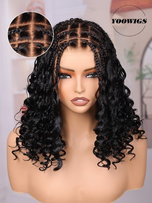 YOOWIGS Most-Fit Cap HD Full Lace Braided Wig with Human Hair Curls Natural Black Salon Stylist New Design BRAID09