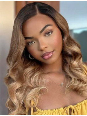 YOOWIGS Natural Wavy HD Lace Wig Ombre Blonde Color Natural Hairline Human Hair Wigs Bleached Knots YNY010