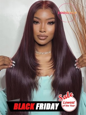 YOOWIGS Layered straight New purple human hair wig Pre-bleached knots  RY076