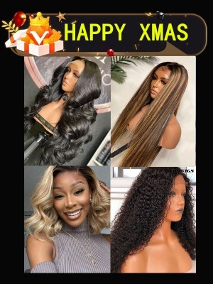 YOOWIGS Years Biggest Sale 4 Wigs Deal Heavy 180% Density Swiss Film Lace Human Hair Wigs Pre Plucked Bleached Invisible Knots Wig YVS5