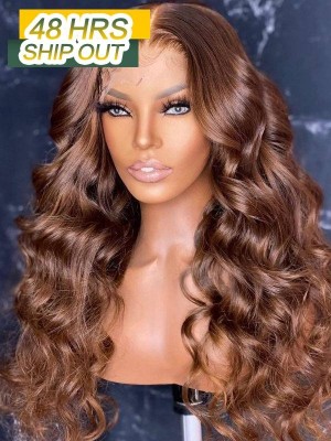 YOOWIGS New Arrival 5x5 HD Lace Closure Wigs Bleached Natural Knots Brazilian Virgin Hair Medium Brown Color Wavy Human Hair Wigs Free Fast Ship YLC1