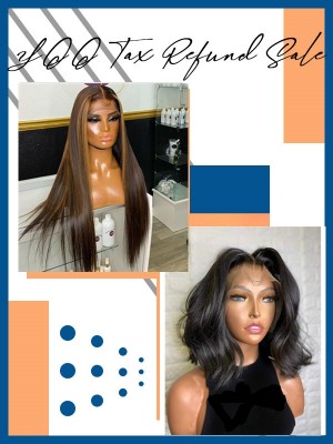 YOOWIGS Pay 1 Get 1 Free Combo Sale Grade 12A New Arrivals Straight Highlight Lace Front Wigs and Natural Wave Wigs Preplucked Natural Hairline YVS21