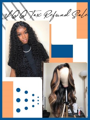 YOOWIGS Crazy Deal $299 Get 2 Wigs 20 inch 150% Density Swiss Lace Brazilian 100% Human Hair Wigs Pre Plucked Pre Bleached Free Shipping YVS14