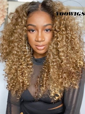YOOWIGS Loose Curly Single Knots Royal Film HD Lace 13x6 Lace Front Human Hair Wigs Free Part Indian Remy Lace Frontal Wigs PRY