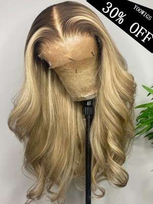 YOOWIGS Grade 12A Body Wave Undetectable Single Knots Royal Film HD Lace Wigs 30% Off Middle Part 100% Human Hair Lace Front Wigs PRY15