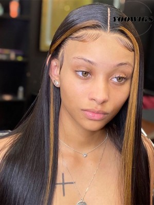YOOWIGS Royal Film HD Lace Brazilian Double Bleach Knots Straight 13x6.5 Lace Front Human Hair Wigs With Baby Hair Pre Plucked For Black Women RY032