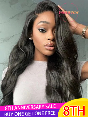 YOOWIGS 13*6 HD Lace Frontal Human Hair Wigs Pre Plucked buy one get one free  LJ003