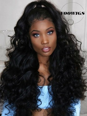 YOOWIGS Royal Film HD Lace 13x6.5 Lace Front Human Hair Wigs Body Wave Peruvian Remy Human Hair with Baby Hair Pre Plucked Natural Hairline ZY004
