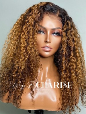 YOOWIGS New Arrival Highlight Curly Invisible Single Knots 13x4 HD Lace Frontal Wigs Curly Quality Human Hair Wigs for Women with Baby Hair PRY11
