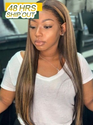 YOOWIGS Royal Film HD Lace #4 highlight #30 360 Lace Frontal Wig Pre Plucked With Baby Hair Brazilian Straight Remy Human Hair Wigs RY046