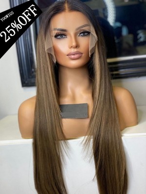 YOOWIGS Royal Film HD Lace Silky Straight HD Full Lace Wig 360 Lace Frontal Wig Pre Plucked With Baby Hair Bleached Knots Human Hair Wigs RY014