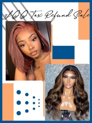 YOOWIGS Tax refund sale HD Film Lace Frontal Wigs Brazilian Grade 12A Virgin Remy Magic Human Hair Wigs Highlight Color Pre Plucked Pre Bleached YVS15