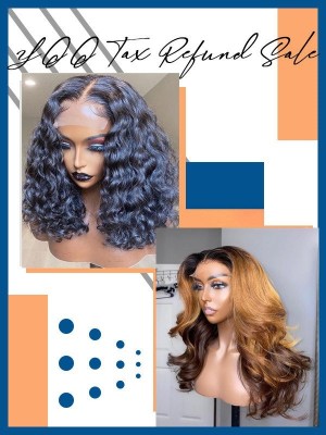 YOOWIGS Tax Refund Sale Combo Sale 2 HD Film Lace Wigs Brizilian Virgin Human Hair Wig Wavy and Curly Pre Plucked Hairline Bleached Invisible Knots YVS7
