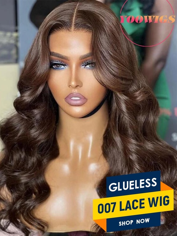 Yoowigs Brown Color Human Hair Glueless 007 Lace Wig Body Wave Single Knots HD Lace Front Wig RY200