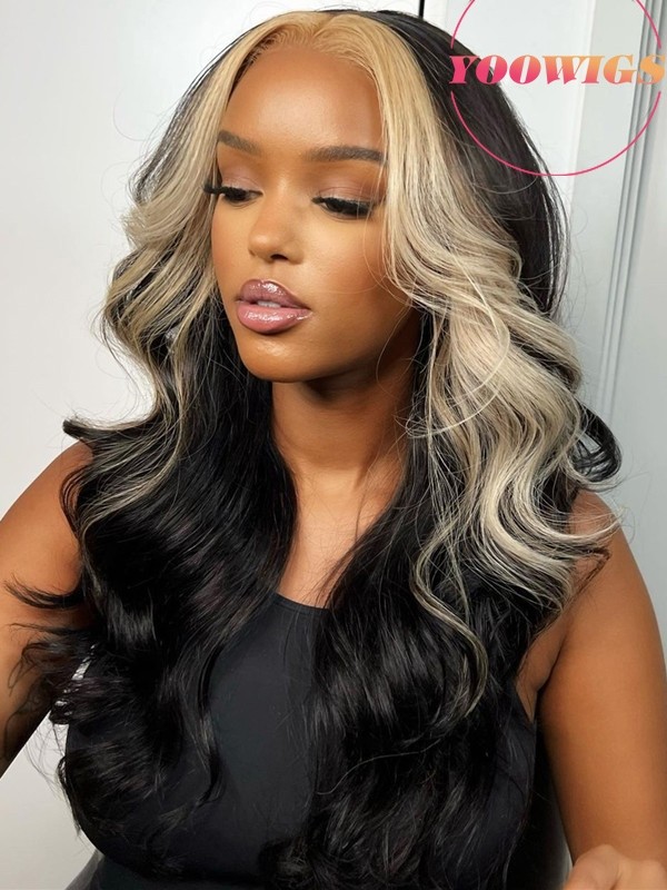 YOOWIGS Virgin Human Hair Ombre Highlights Human Hair HD Lace Wig Body Wave Gluelss Pre Plucked RY29