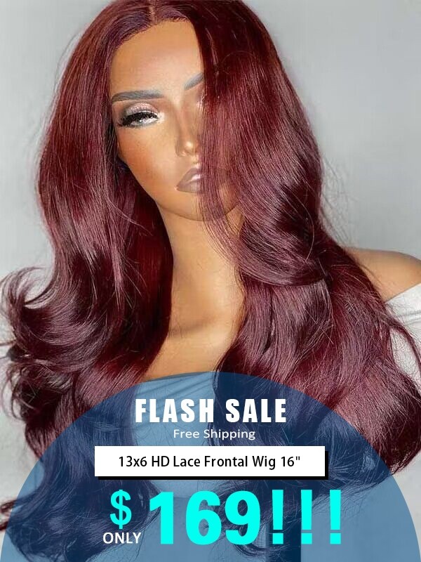 YOOWIGS Flash Sale Burgundy 99j Wine Color Human Hair 13x6 HD Lace Frontal Wig Body Wave Glueless RY210
