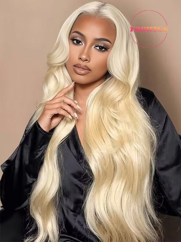 YOOWIGS 100% Virgin Human Hair Ash Honey 613 Blonde Color 13x4 Lace Frontal Wig Body Wave Long Hairstyles RY241