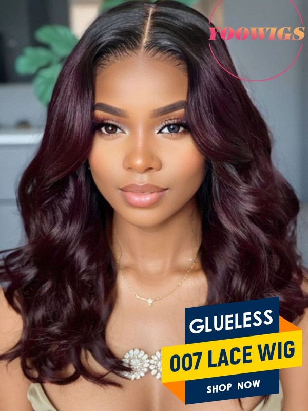 Yoowigs Magic Glueless 007 Lace Wig Body Wave Purple Color Human Hair HD Lace Front Wig Fashion New Hairstyles RY202