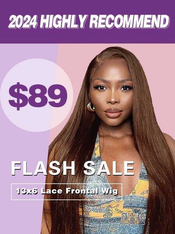 YOOWIGS Combo Deal Flash Sale 100% Human Hair Chocolate Brown Color Straight Deep Parting 13x6 Lace Frontal Wig FL03