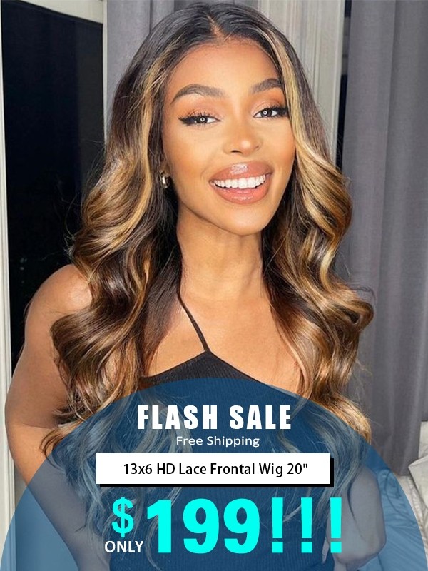 YOOWIGS Flash Sale Ombre Highlight Human Hair 13x6 HD Lace Frontal Wig Body Wave Glueless Long Hairstyles RY209