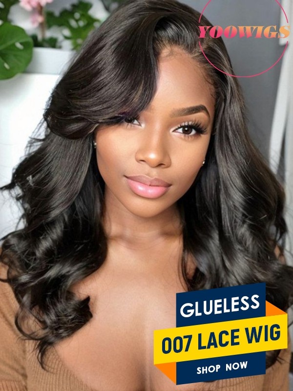 Yoowigs Brazilian Virgin Human Hair Magic Glueless 007 Lace Wig Body Wave Natural Black Hairstyles HD Lace Front Wigs Bleached Knots RY201