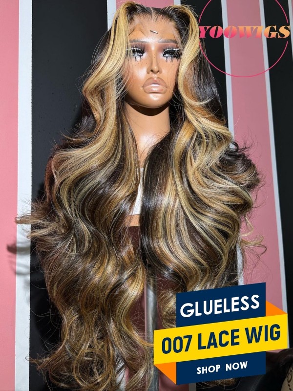 Yoowigs Ombre Highlight Human Hair Magic HD Lace Front Wig Glueless 007 Lace Wig Body Wave Long Hairstyles RY203