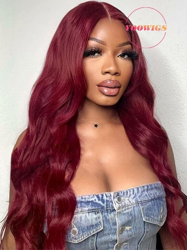 Yoowigs Ombre berry color Human Hair 13x6 HD Lace Front Wig Body Wave Glueless RY188