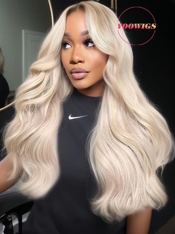 Yoowigs Europe Virgin Human Hair Ombre Ash White Blond Full Lace Wig RY50